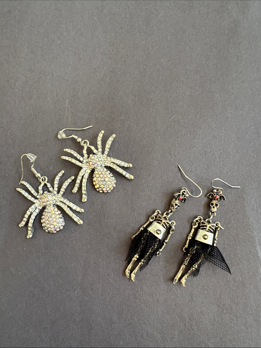 Iridescent Crystal Spider Dangle Earrings for Women